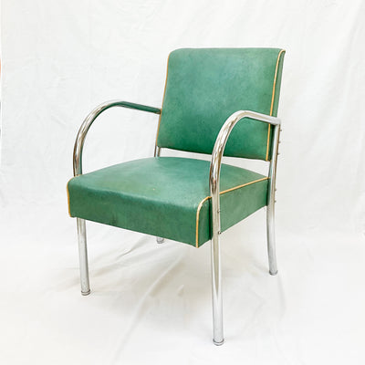 Retro Green & Chrome Accent Chair