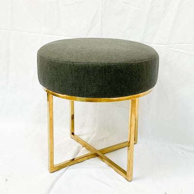 Polished Gold Cross Leg Ottoman / Stool