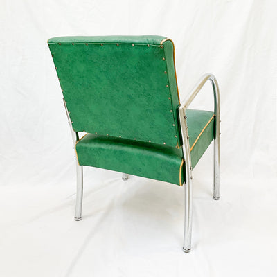 Retro Green & Chrome Accent Chair