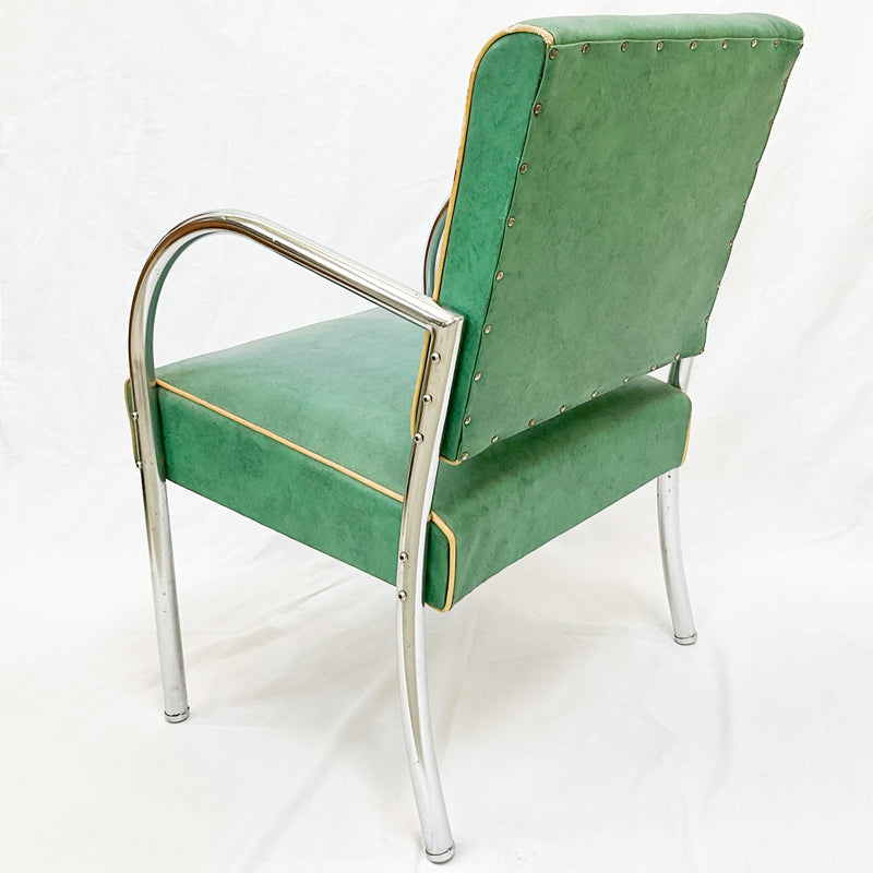 Retro Green & Chrome Accent Chair