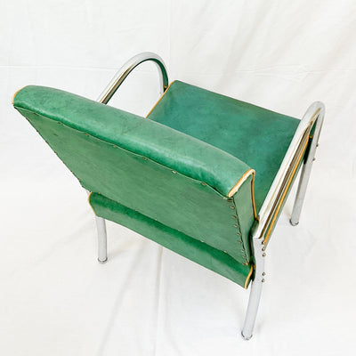 Retro Green & Chrome Accent Chair