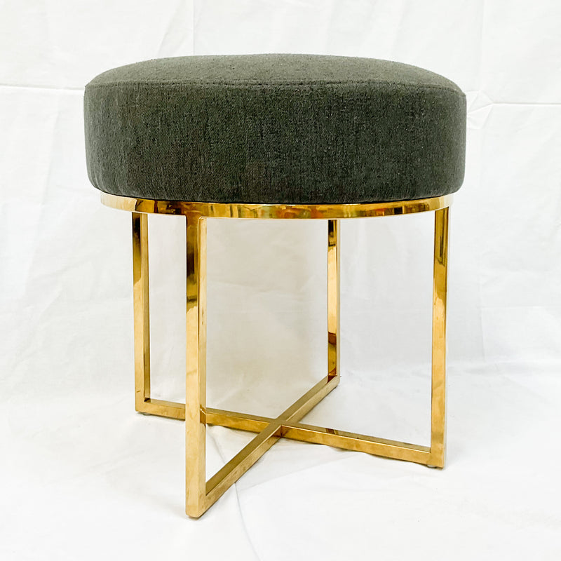 Polished Gold Cross Leg Ottoman / Stool